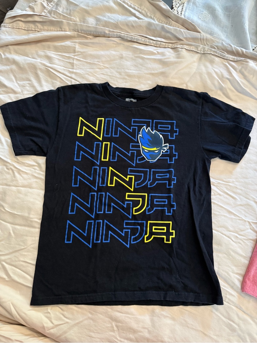 Ninja Graphic Tee - Black with Blue & Yellow Print